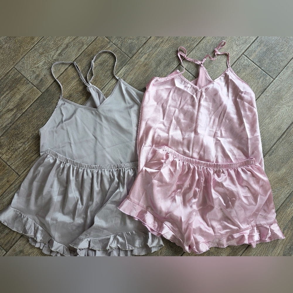 Bundle Lot Women's Intimate Sleepwear Set - Pink Gray Pajamas Large